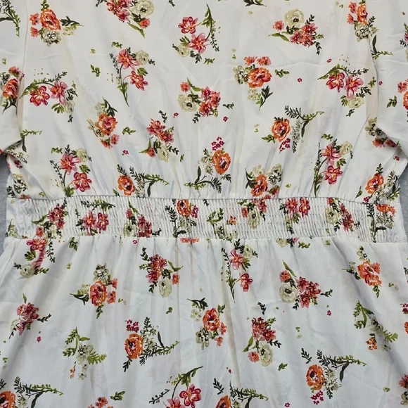 New Glory Plus Size Floral Tunic Top 2X White Button Front Boho - Picture 12 of 13